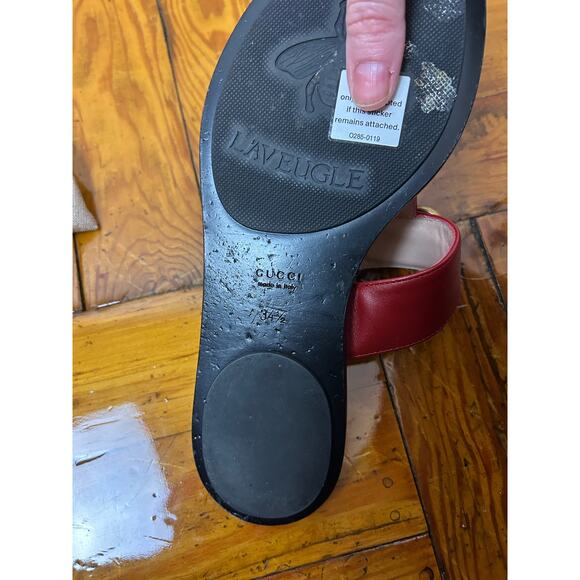 Gucci Marmont GG Thong Sandals EU 34.5 US 4.5 Red Leather Flat Flip Flop Slide - Picture 7 of 8